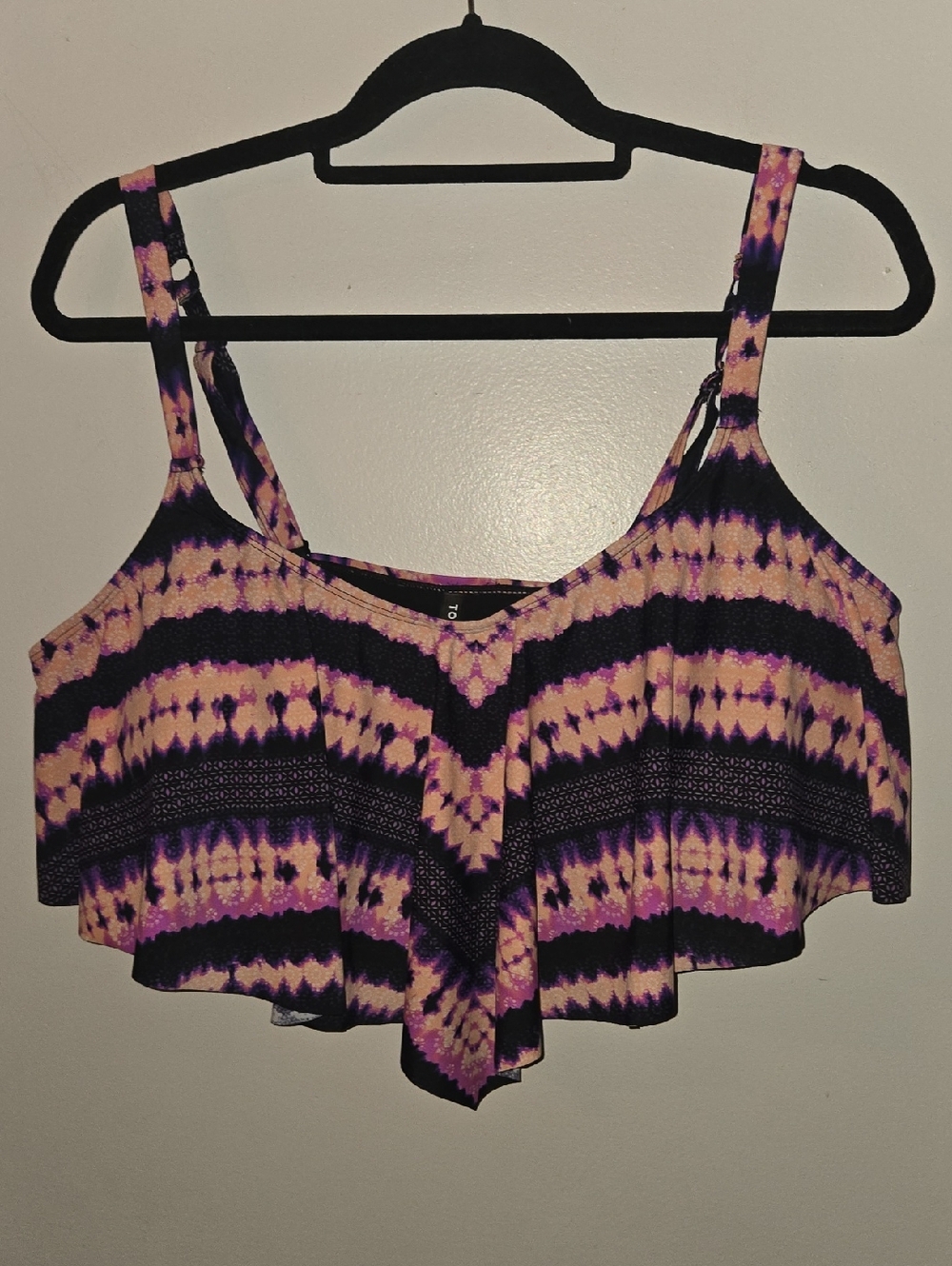 Women’s Purple Tie-Dye Flounce Crop Tank Top